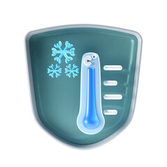 cold temperature weather with shield background 3d illustration