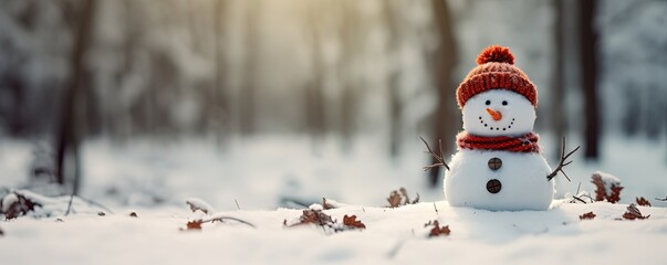 snowman in wintertime, nature landscape, Generative Ai