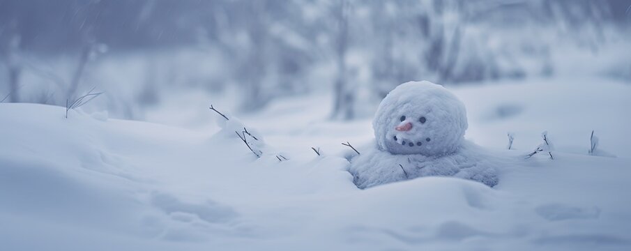 snowman in wintertime, nature landscape, Generative Ai