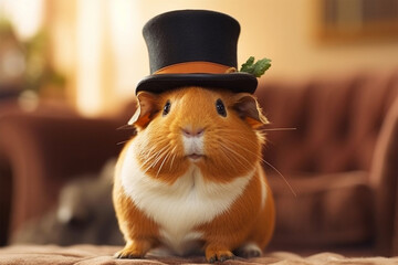 cute guinea pig wearing a hat