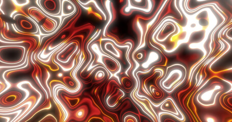 Abstract yellow orange waves of iridescent energy liquid and magical bright glowing lines, background