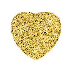 Heart of gold glitter isolated with transparent background