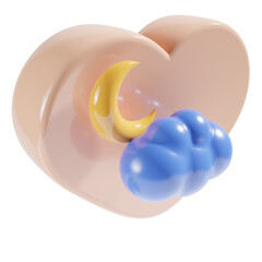 cloudy weather with love background 3d illustration