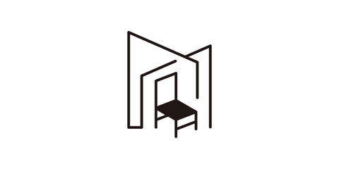 interior furniture design logo made in a minimalist line style.