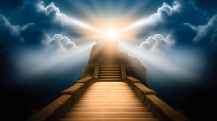 stairway to heaven, Stairway through the clouds to the heavenly light.
