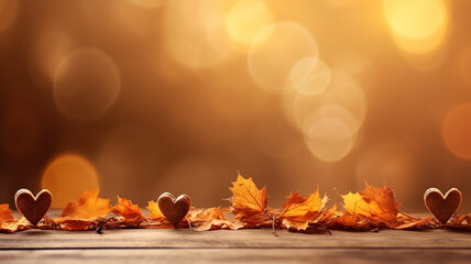 Naklejka na ściany i meble autumn background with copy space love leaf fall change of season sensual background
