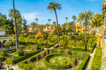 Naklejka premium Exterior and garden of Real Alcazar Destination in Sevilla