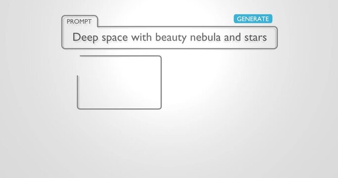 Animated interface of app to create images. Prompt to pictures of deep space
