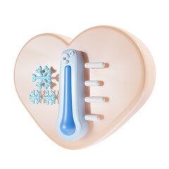 cold weather temperature with love background 3d illustration