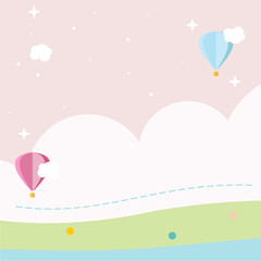 Sky, Grassland And River Square Background For Children
