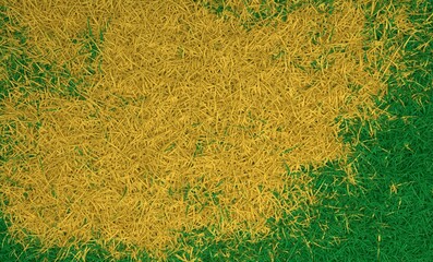 Green and yellow grass. Ecology concept. 3D render