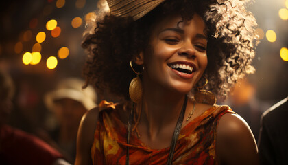 Young women enjoying the nightlife, smiling and looking carefree generated by AI