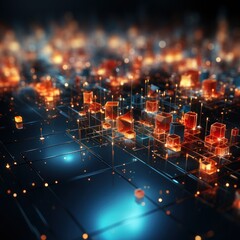 Digital abstract image of technology connectivity geometric art design related to colorful texture elements, good for wallpaper, business, presentations, blogs etc. Generative Ai Image