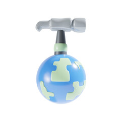 worker hammer equipment for construction 3d illustration