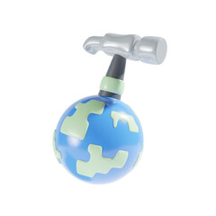 worker hammer equipment for construction 3d illustration