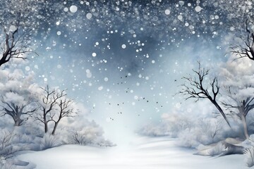 Obraz na płótnie Canvas Magical dramatic snow theme winter background Generative AI