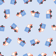 Mail truck seamless pattern. Suitable for backgrounds, wallpapers, fabrics, textiles, wrapping papers, printed materials, and many more. Editable vector.
