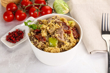 Bulgur with lamb and vegetables