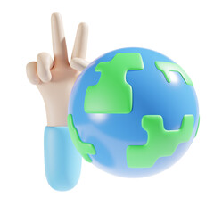 hand and world 3d illustration