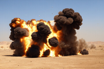photo of a staged explosion on a test site