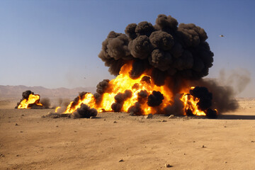 photo of a staged explosion on a test site