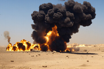 photo of a staged explosion on a test site