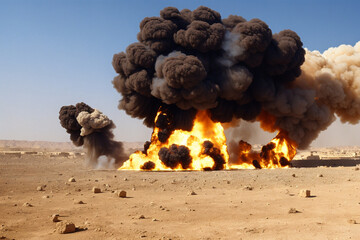 photo of a staged explosion on a test site