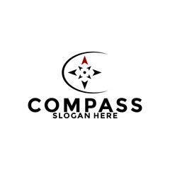 Obraz premium compass logo design vector, creative idea compass or navigation logo icon template