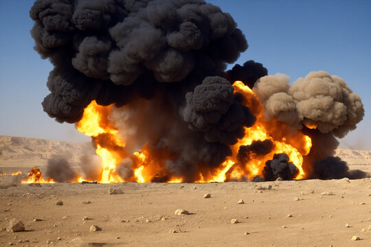 photo of a staged explosion on a test site