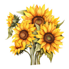 Naklejka premium watercolor sunflower clipart
