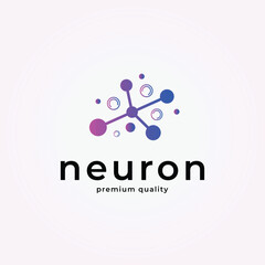 abstract simple neuron logo with dots logo vector design, vintage illustration of neuron axon for medical idea