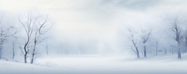 Fototapeta na wymiar Soft fog winter snow theme landscape frame background Generative AI