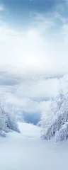 Deurstickers Soft fog winter snow theme landscape frame background Generative AI © LayerAce.com