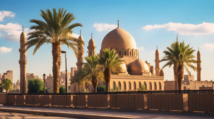 Mosque in old Cairo, beautiful eastern architecture of Egypt
