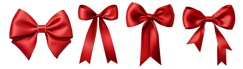 Red bow isolated on r white background, png - obrazy, fototapety, plakaty