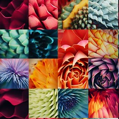 Collage art vibrant close up photograph. seamless image