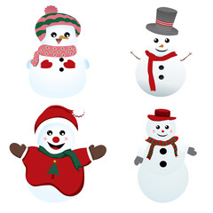 snowman with hat . Set collection snowman.