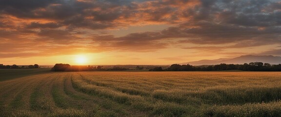 Fototapeta na wymiar sunrise over fields