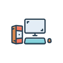 Color illustration icon for computer