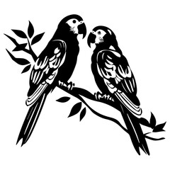 Parrot couple vector silhouette illustration