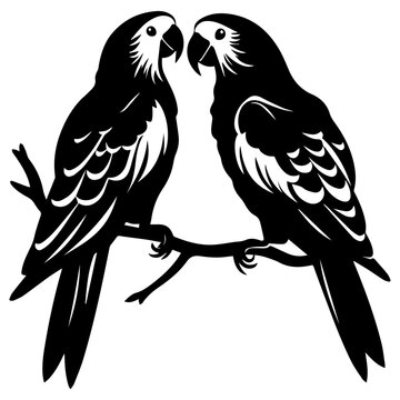 recommend clip art: Parrot couple vector silhouette illustration