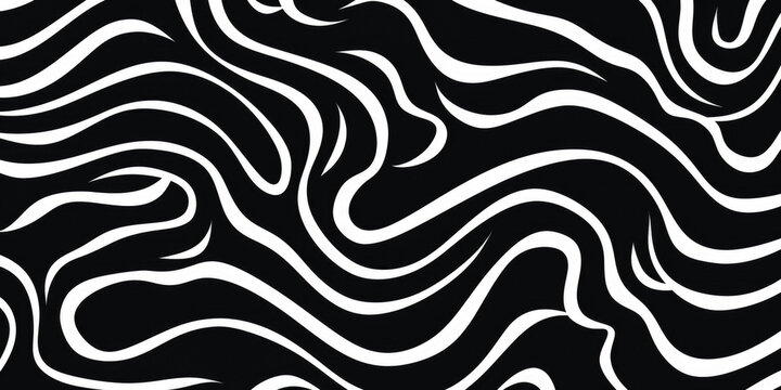 Curved Black And White Stripes In Zebra Style Created Using Artificial Intelligence