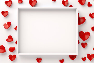 A frame blank text space with red hearts