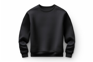 A black sweatshirt with a long sleeve on a white background