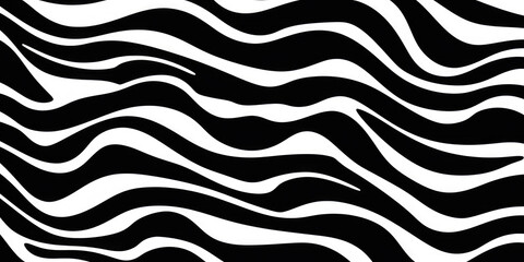 Curved Black And White Stripes In Zebra Style Created Using Artificial Intelligence