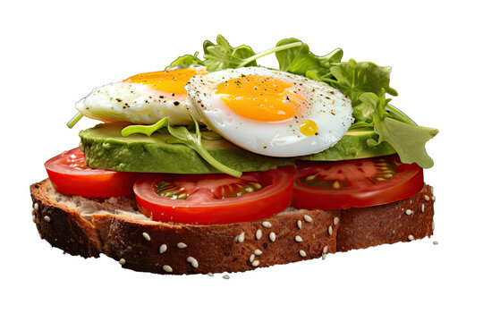 open face sandwich on an isolated transparent background