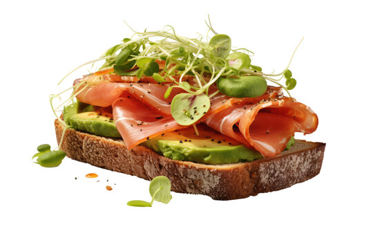 open face sandwich on an isolated transparent background