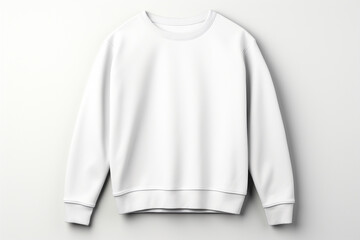 A white sweatshirt with a long sleeve on a white background