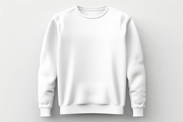 A white sweatshirt with a long sleeve on a white background