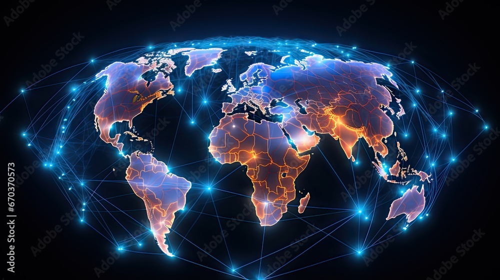 Poster a wan symbol bridging continents, highlighting the global reach of wide area networks